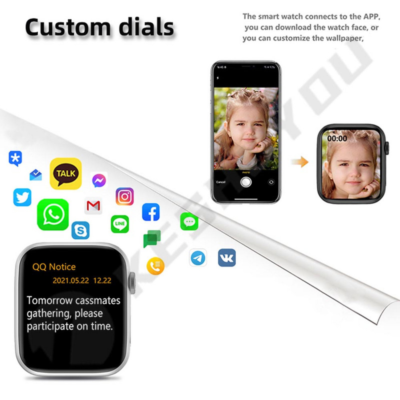 Smart Watch i8 Pro Max Απάντηση κλήσης Sport Fitness Tracker Προσαρμοσμένη κλήση Smartwatch ανδρικό γυναικείο δώρο για τηλέφωνο Apple PK IWO 27 X8 T500