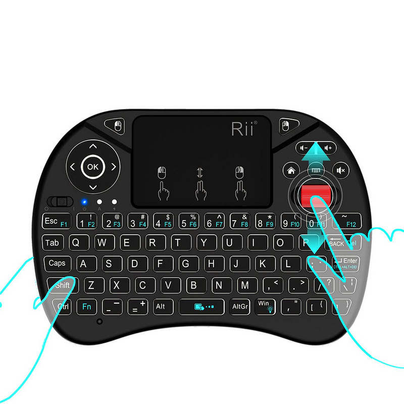 Rii Mini pozadinsko osvjetljenje Engleska tipkovnica Fly Air Mouse 2.4G Touchpad za Android TV Box PC I8x bežična tipkovnica