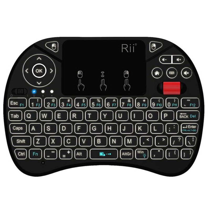 Rii Mini pozadinsko osvjetljenje Engleska tipkovnica Fly Air Mouse 2.4G Touchpad za Android TV Box PC I8x bežična tipkovnica