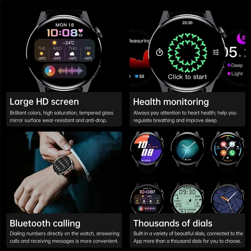 Bluetooth Call Phone Smart Watch Men Αδιάβροχο Sport Fitness Tracker Εμφάνιση καιρού 2022 Νέο ρολόι smartwatch men For Huawei