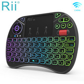 Rii X8 2,4 GHz Ασύρματο Ρωσικό/Αγγλικό/Γαλλικό/Ισπανικό τηλεχειριστήριο πληκτρολόγιο με οπίσθιο φωτισμό επιφάνειας αφής για υπολογιστή Android TV Box