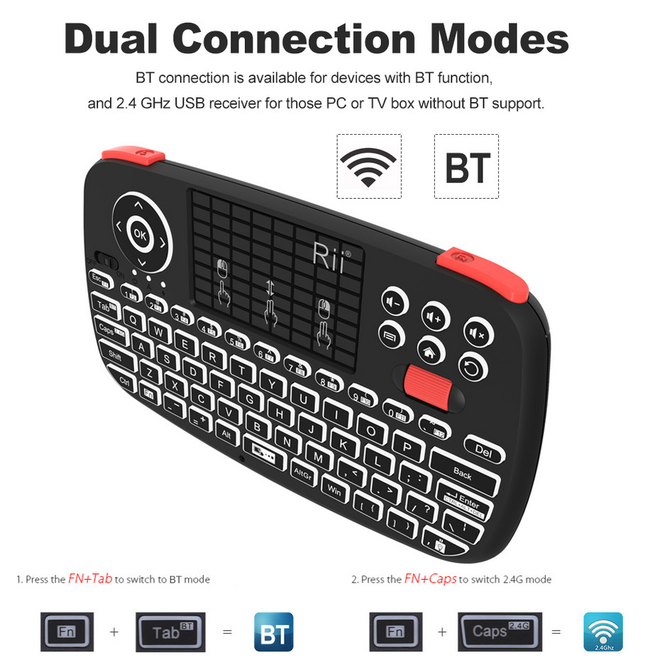 Baduglobal.ro Rii i4 2.4G Bluetooth Dual Modes Mini Tastatură