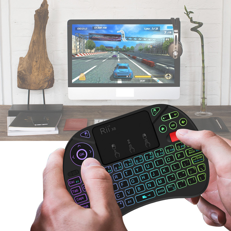 Rii X8 Wireless RU/US/FR/ES 2.4G Air Mouse Touchpad la distanță pentru Android TV Box PC Mini tastatură fără fir