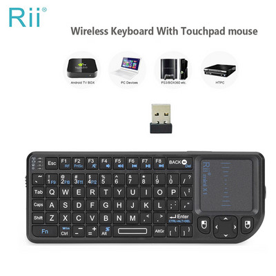 Оригинална мини безжична клавиатура Rii X1 2.4GHz английски/RU/ES/FR клавиатури с тъчпад за Android TV Box/PC/лаптоп