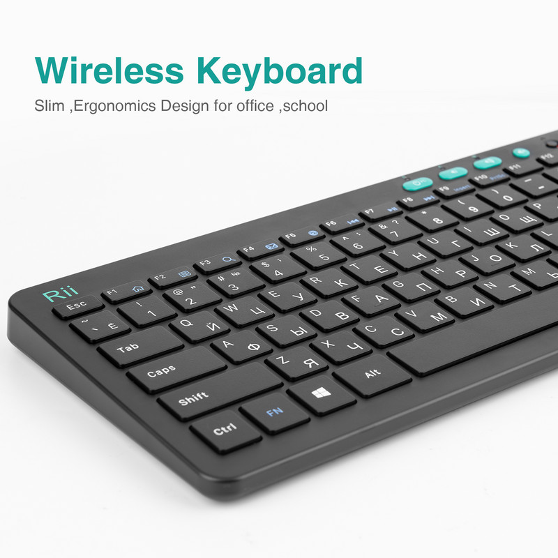 Rii RKM709 2,4G traadita RU/USA klaviatuuri ja hiire kombineeritud multimeedia kontoriklaviatuur arvuti sülearvuti lauaarvuti jaoks