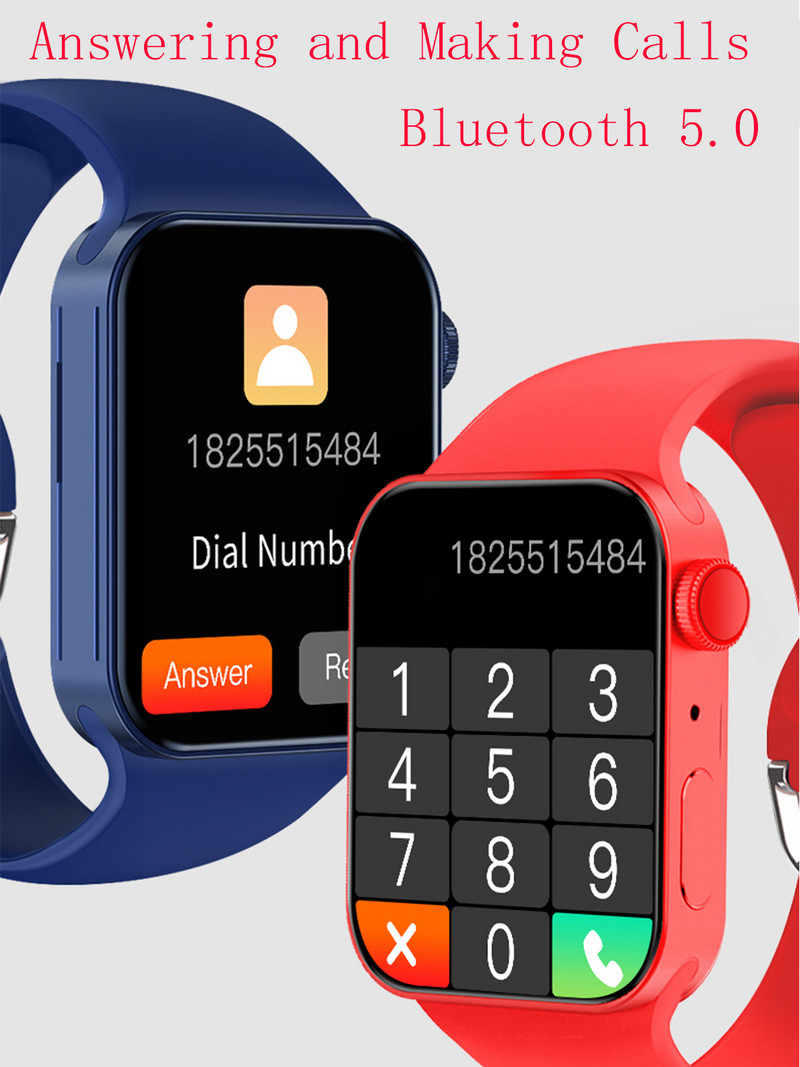 LEMFO T100MAX viedais pulkstenis vīriešu sieviešu Bluetooth zvans viedpulkstenis sērija 8 260mAh sporta pulksteņi Bezvadu uzlāde 2,0 collas 395*460