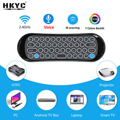 Tastatură fără fir T120 2,4 GHz Air Fly Mouse Suport Google Voice Assistant 7 culori Telecomandă iluminată din spate pentru Android TV Box