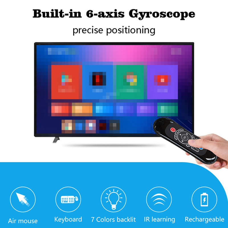 Tastatură fără fir T120 2,4 GHz Air Fly Mouse Suport Google Voice Assistant 7 culori Telecomandă iluminată din spate pentru Android TV Box