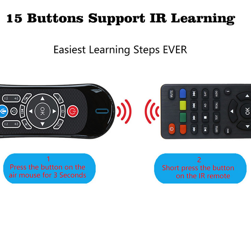 Tastatură fără fir T120 2,4 GHz Air Fly Mouse Suport Google Voice Assistant 7 culori Telecomandă iluminată din spate pentru Android TV Box