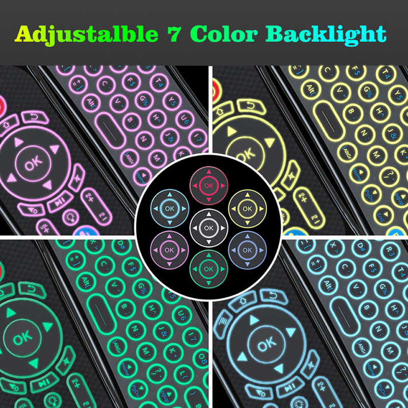 Tastatură fără fir T120 2,4 GHz Air Fly Mouse Suport Google Voice Assistant 7 culori Telecomandă iluminată din spate pentru Android TV Box