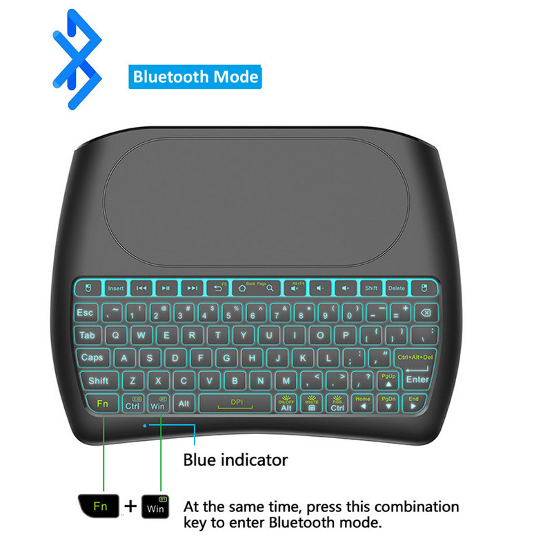 HKYC Bluetooth tipkovnica s pozadinskim osvjetljenjem D8 Pro Super engleski ruski 2.4G bežična mini tipkovnica Air Mouse Touchpad za Android TV BOX