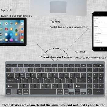 HKYC безжична Bluetooth клавиатура с три режима безшумна пълноразмерна клавиатура и мишка комбиниран комплект за преносим компютър лаптоп настолен компютър таблет