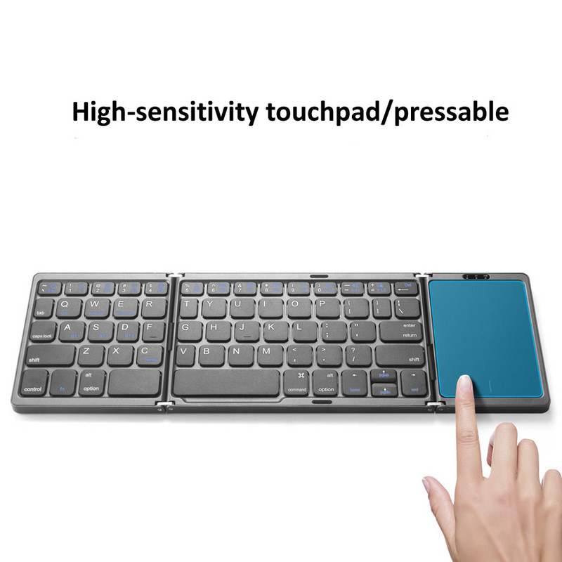 Tastatură pliabilă Bluetooth Tastatură portabilă reîncărcabilă Mini USB cu fir cu mouse-ul touchpad pentru Android PC Tabletă Sincronizare cu 3 dispozitive