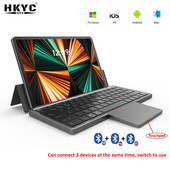 HKYC 3 kanala prijenosna bežična Bluetooth 5.2 tablet tipkovnica s touchpadom sklopiva torbica za Windows Android IOS ipad telefon