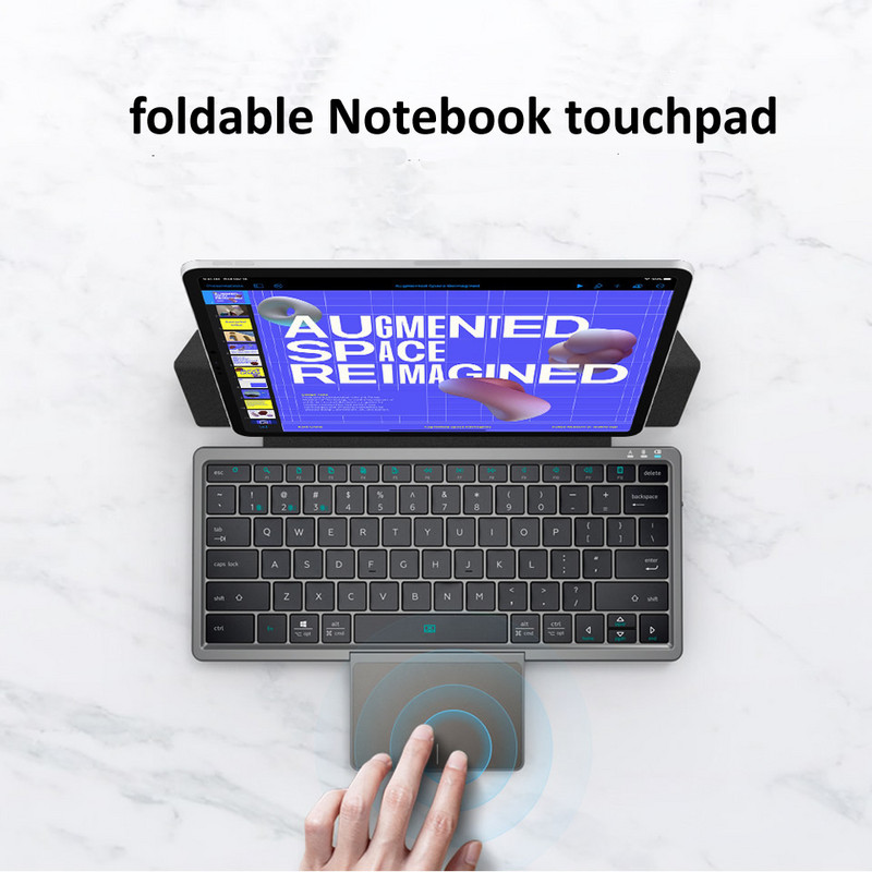 HKYC 3 kanala prijenosna bežična Bluetooth 5.2 tablet tipkovnica s touchpadom sklopiva torbica za Windows Android IOS ipad telefon