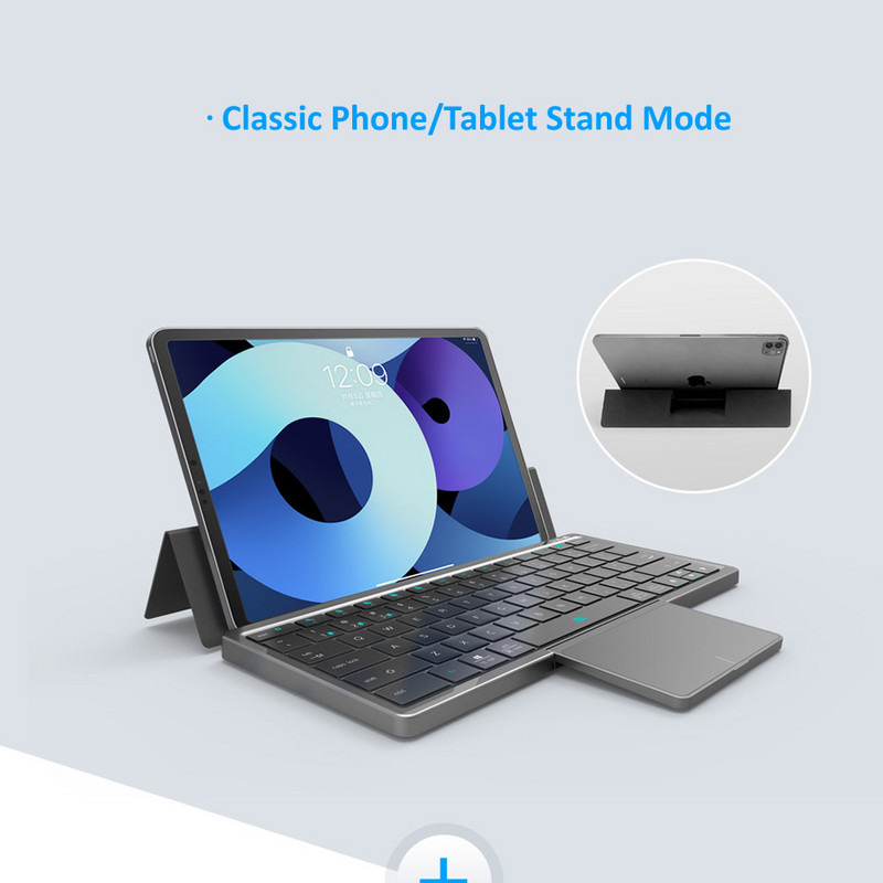 HKYC 3 kanala prijenosna bežična Bluetooth 5.2 tablet tipkovnica s touchpadom sklopiva torbica za Windows Android IOS ipad telefon