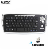 Bezdrôtová klávesnica HKYC Mini 2.4G s trackballom pre Smart TV Box, multimediálna funkčná trackballová vzduchová myš