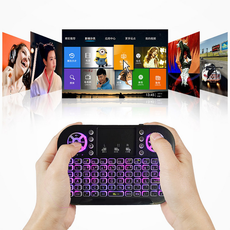 A8 Mini tastatură Bluetooth 2.4G Moduri duale Tastatură portabilă Mouse iluminat din spate Touchpad Telecomandă pentru Windows Android