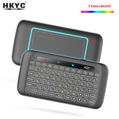 HKYC H20 Mini 2,4 Ghz bežična tipkovnica s pozadinskim osvjetljenjem Touchpad Air Mouse IR nagnuti daljinski upravljač za Andorid Box Smart TV Windows