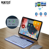 HKYC vezeték nélküli billentyűzet táblagéphez Android iOS Windows Bluetooth billentyűzet Átlátszó RGB háttérvilágítású billentyűzet iPad telefonhoz laptophoz