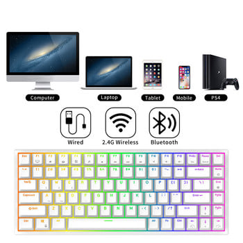 RK ROYAL KLUDGE RK84 75% RGB трирежимна механична клавиатура BT5.0/2.4G/USB-C 84 Bluetooth безжична геймърска клавиатура с възможност за гореща смяна