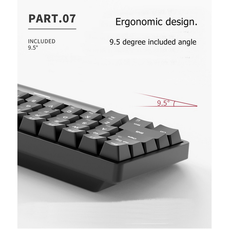 RKG68 RK837 bezvadu mehāniskā tastatūra 68 taustiņi 65% RGB fona apgaismojums, karsti maināms 2,4 GHz Bluetooth USB vadu spēļu Royal Kludge