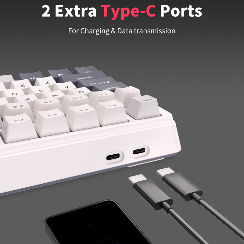 RK H81 Royal Kludge Gasket Struktūra Trīsrežīmu mehāniskā tastatūra 81 taustiņš 80% RGB aizmugurgaismojums 2.4G bezvadu Bluetooth Gamer tastatūra