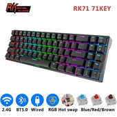 RK ROYAL KLUDGE RK71 mehanička tipkovnica 70% 71 tipka RGB kompaktna žična 2.4G bežična Bluetooth 5.0 tipkovnica za igranje za stolna računala