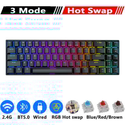 RK ROYAL KLUDGE RK71 mehanička tipkovnica 70% 71 tipka RGB kompaktna žična 2.4G bežična Bluetooth 5.0 tipkovnica za igranje za stolna računala