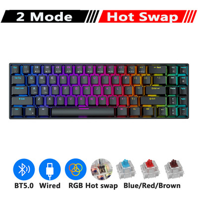 RK ROYAL KLUDGE RK71 mehanička tipkovnica 70% 71 tipka RGB kompaktna žična 2.4G bežična Bluetooth 5.0 tipkovnica za igranje za stolna računala