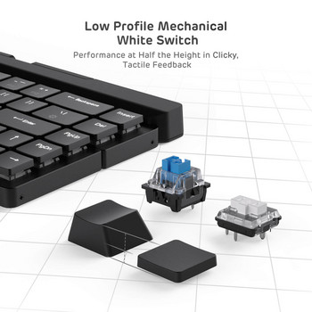 Royal Kludge RK925 Сгъваема мини механична клавиатура Преносими безжични Bluetooth геймърски клавиатури за таблет, лаптоп, мобилен телефон