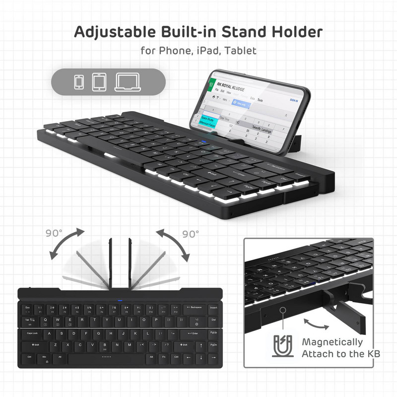 Royal Kludge RK925 salokāma mini mehāniskā tastatūra pārnēsājamas bezvadu Bluetooth spēļu tastatūras planšetdatora klēpjdatoram mobilajam tālrunim