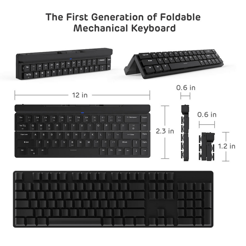 Royal Kludge RK925 salokāma mini mehāniskā tastatūra pārnēsājamas bezvadu Bluetooth spēļu tastatūras planšetdatora klēpjdatoram mobilajam tālrunim