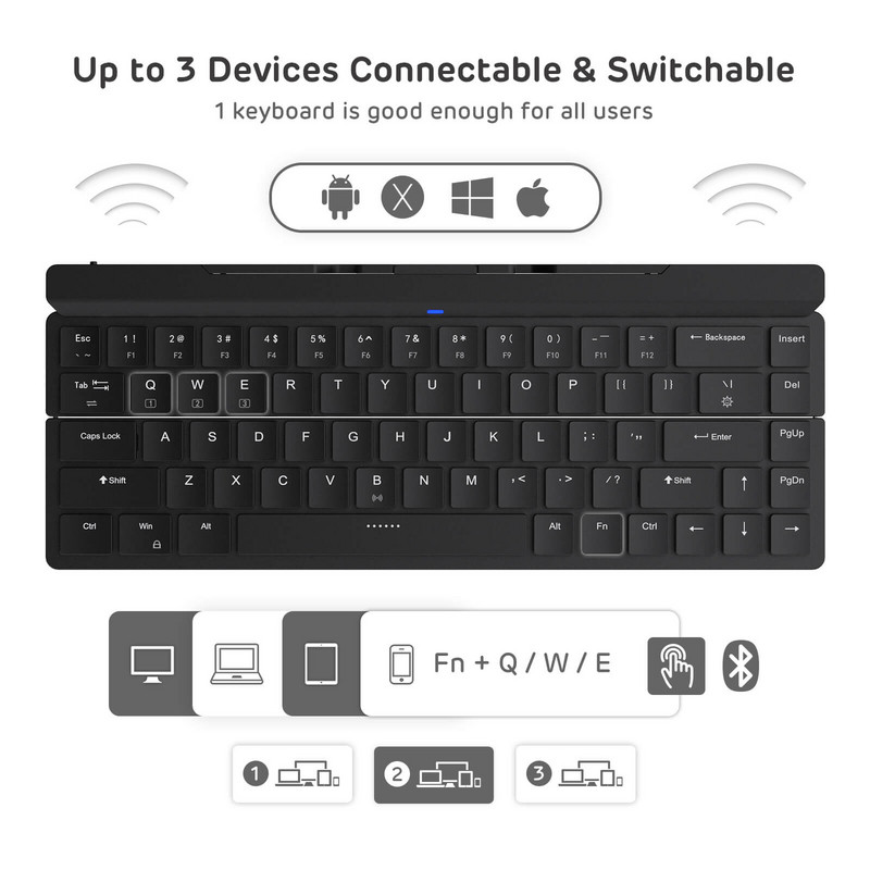 Royal Kludge RK925 salokāma mini mehāniskā tastatūra pārnēsājamas bezvadu Bluetooth spēļu tastatūras planšetdatora klēpjdatoram mobilajam tālrunim