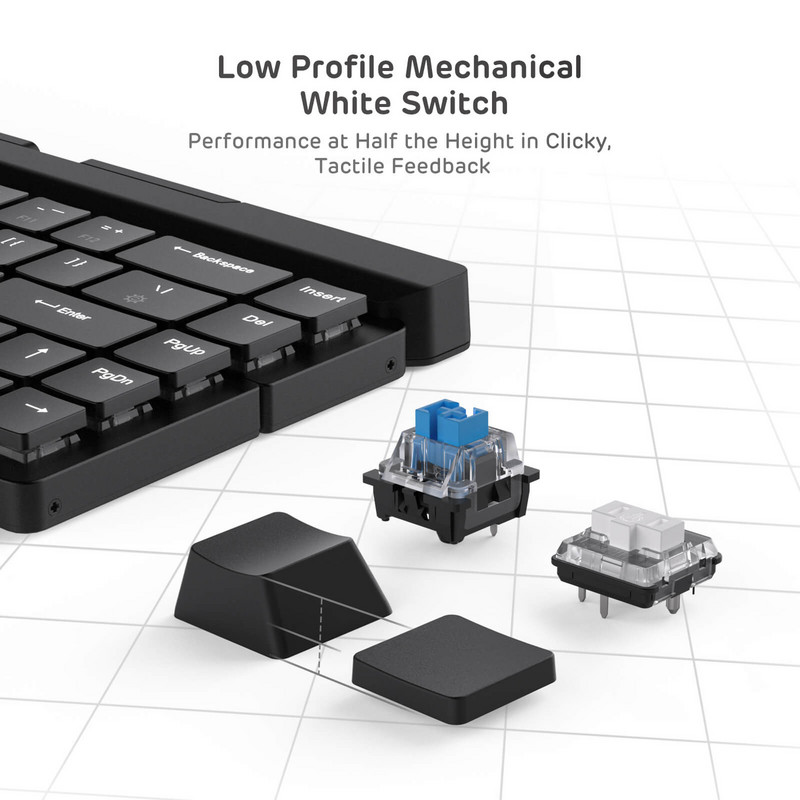 Royal Kludge RK925 salokāma mini mehāniskā tastatūra pārnēsājamas bezvadu Bluetooth spēļu tastatūras planšetdatora klēpjdatoram mobilajam tālrunim