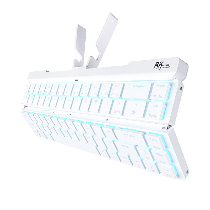 RK925 Πτυσσόμενο μηχανικό πληκτρολόγιο Gamer Φορητό μίνι μπλε με οπίσθιο φωτισμό ασύρματα πληκτρολόγια Bluetooth για επιτραπέζιο φορητό υπολογιστή ταξιδιού