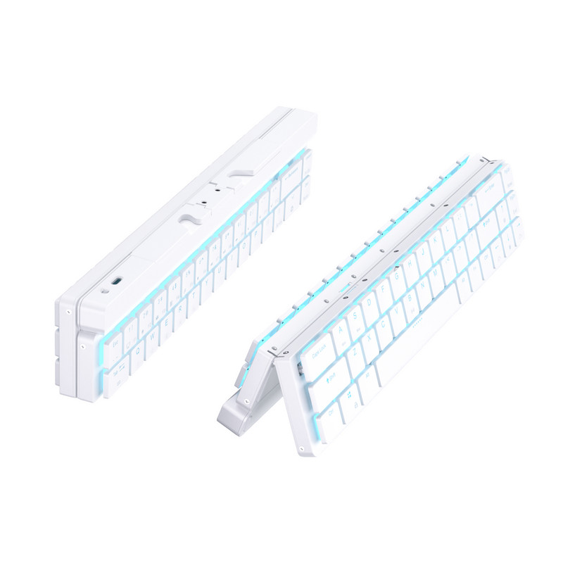 RK925 Πτυσσόμενο μηχανικό πληκτρολόγιο Gamer Φορητό μίνι μπλε με οπίσθιο φωτισμό ασύρματα πληκτρολόγια Bluetooth για επιτραπέζιο φορητό υπολογιστή ταξιδιού