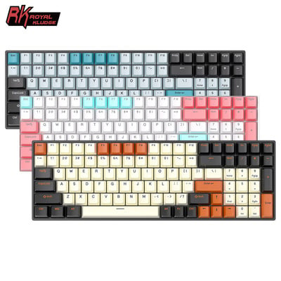 RK Royal Kludge RK100 Tastatură mecanică pentru jocuri mecanică, cu 96%, 100 de taste, Bluetooth 5.1/USB cu fir, cu capace PBT