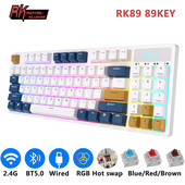 RK89 89 klávesov RGB bezdrôtová Bluetooth mechanická klávesnica Tri-Mode BT5.0/2.4G/USB Hot Swappable herná klávesnica pre tablety a stolné počítače