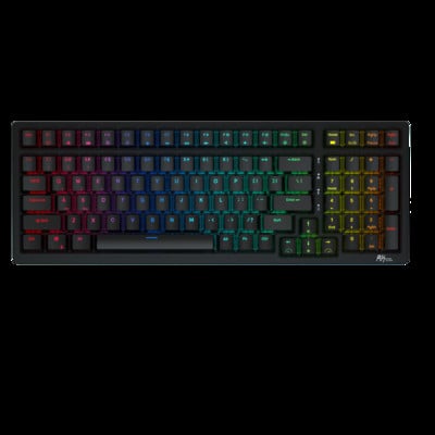 2,4 G bezvadu Bluetooth mehāniskā trīsrežīmu tastatūra 100 taustiņu RGB aizmugurgaismojums, karsti maināmas DIY spēļu tastatūras Royal Kludge RK98
