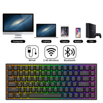 RK84 Royal Kludge Bluetooth Tri-Mode 2.4G безжична 84 клавиша RGB игрална механична клавиатура с гореща смяна за Win/Mac Office Gamer