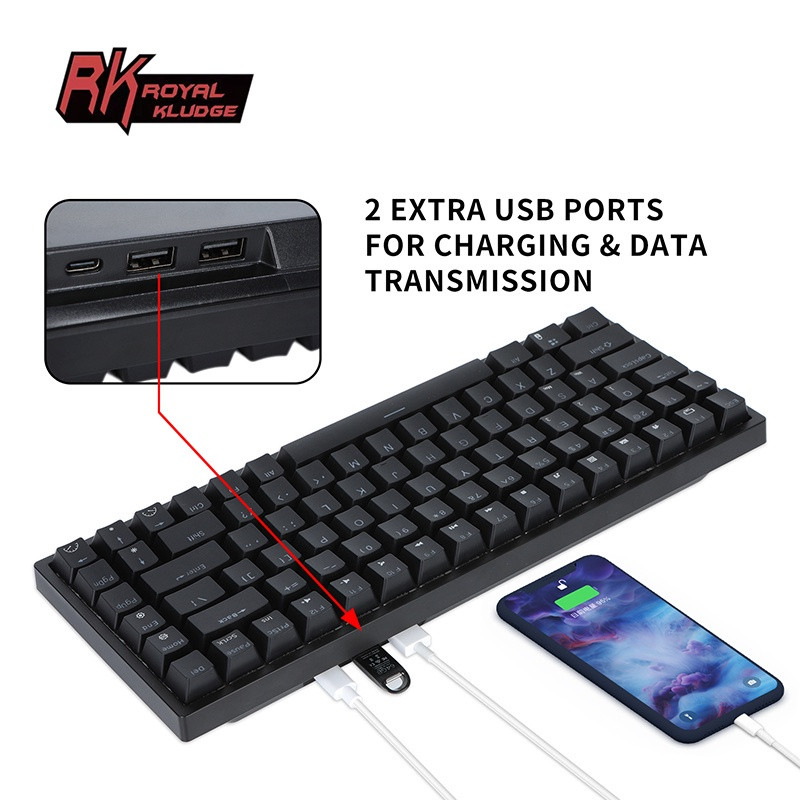 RK84 Royal Kludge Bluetooth trīsrežīmu 2,4 G bezvadu 84 taustiņu karstā maināmā RGB spēļu mehāniskā tastatūra Win/Mac Office spēlētājiem