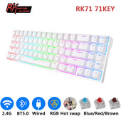 RK71 71 tipka 70% RGB Tri-Mode mehanička tipkovnica 2.4G bežična Bluetooth 5.0 žična igračka tipkovnica s mogućnošću vruće izmjene ROYAL KLUDGE