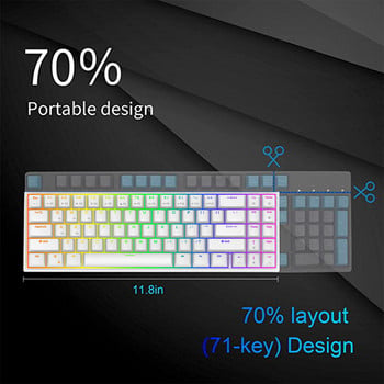 RK71 71 клавиша 70% RGB трирежимна механична клавиатура 2.4G безжична Bluetooth 5.0 кабелна геймърска клавиатура с възможност за гореща смяна ROYAL KLUDGE