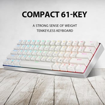 ROYAL KLUDGE RK61 PRO 2.4G Безжична механична клавиатура Алуминиева рамка 60% компактна RGB подсветка USB Bluetooth геймърска клавиатура