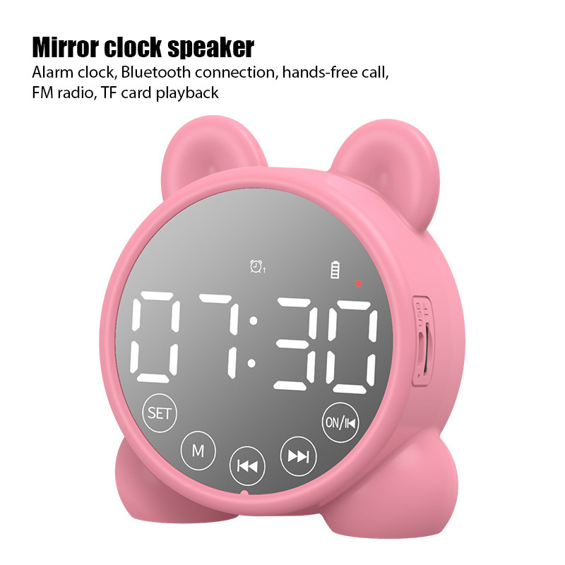 Difuzor Bluetooth fără fir Cutie de sunet cu oglindă Ceas cu alarmă de birou Subwoofer Player muzical Card TF Mini boxă pentru difuzoare pentru toate telefoanele