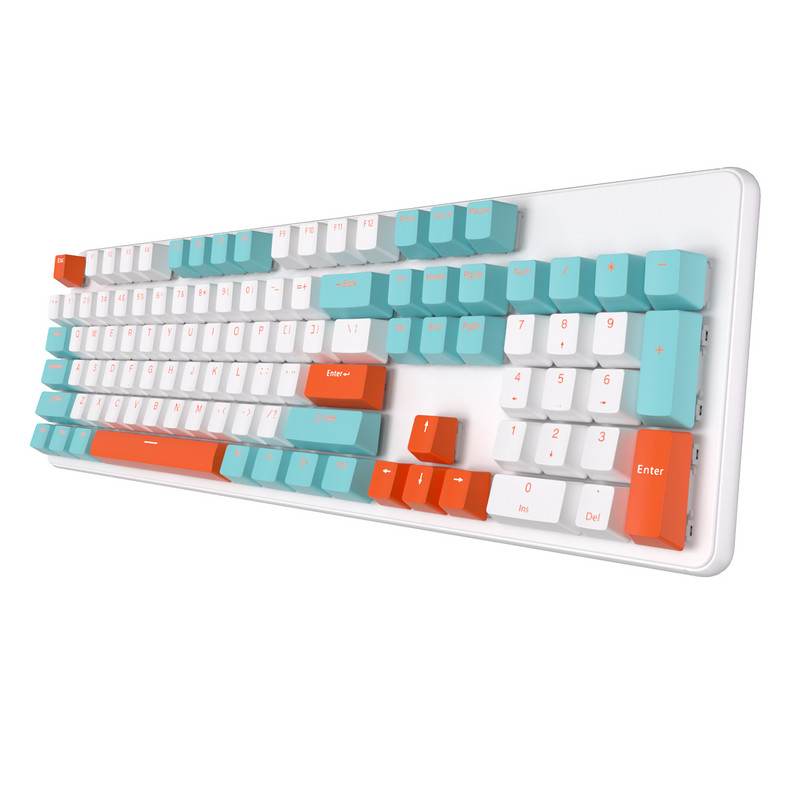 104 taustiņu PBT mehāniskās tastatūras tastatūras vāciņi Divu krāsu iesmidzināšanas formā OEM caurspīdīgs taustiņu vāciņš 61/87/104 taustiņu spēlētāju tastatūrai