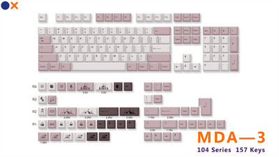 Univerzalna PBT tipkovnica MDA profil DYE-SUB DIY kapice tipki za Gateron Cherry MX Switch Gamer Mehanička kapica tipkovnice tipkovnice