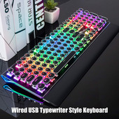 RK ROYAL KLUDGE S108 Mehanička tipkovnica sa 108 tipki Žičana RGB pozadinsko osvjetljena tipkovnica za pisaći stroj Retro igračka tipkovnica sa sklopivim naslonom za zglob