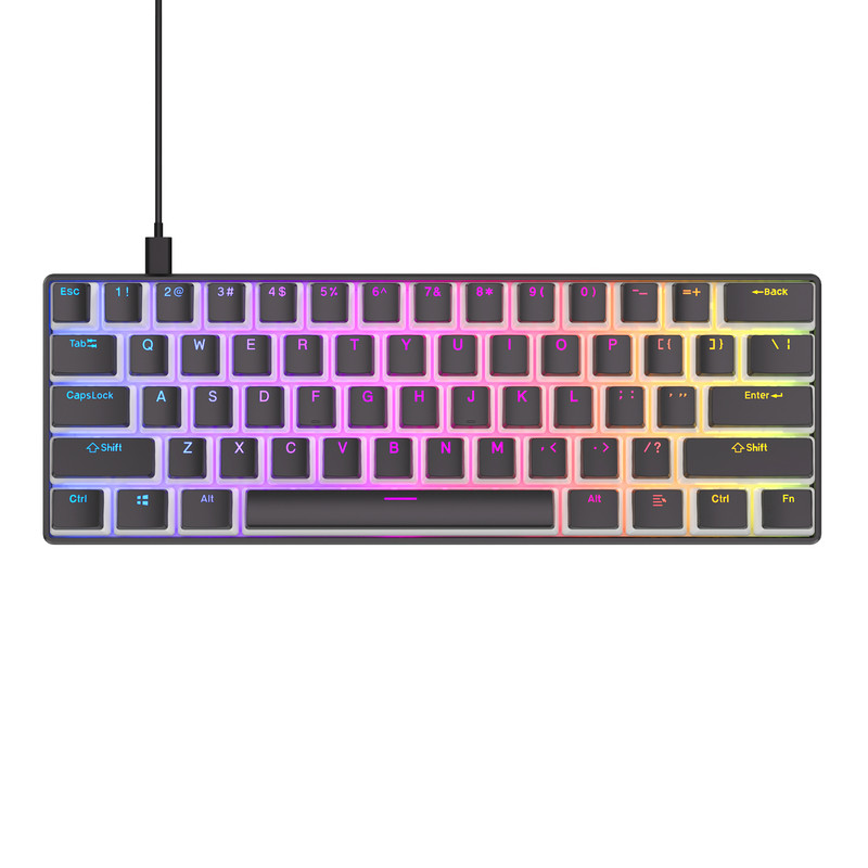 61 gombos PBT Pudding billentyűs kupak mechanikus billentyűzet 60%-os kompakt RGB háttérvilágítású USB vezetékes gamer billentyűzet átlátszó fedelű írógép